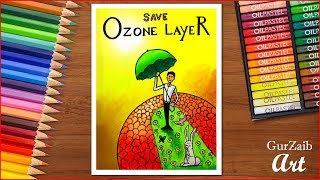 earth poster drawing easy draw environment very ozone layer posters step chart competition drawings students tree pencil beginners projects layers