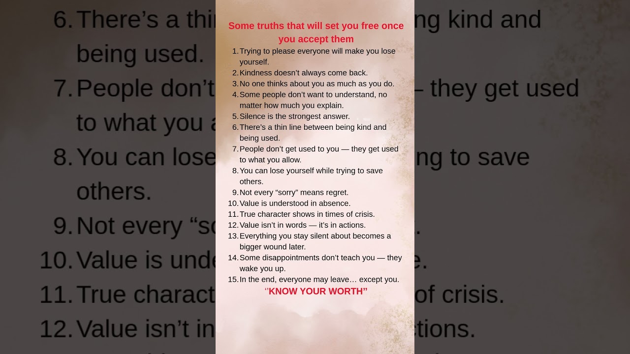 Some truths that will set you free once you accept them 