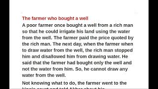 akbar birbal story moral story;The farmer who bought a well
