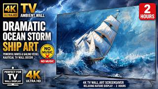 ⛈️ Dark Ocean Storm ⚓ Ship 4K | Samsung Frame TV Wall Art | Powerful Waves Ambient Screensaver 2 HRS