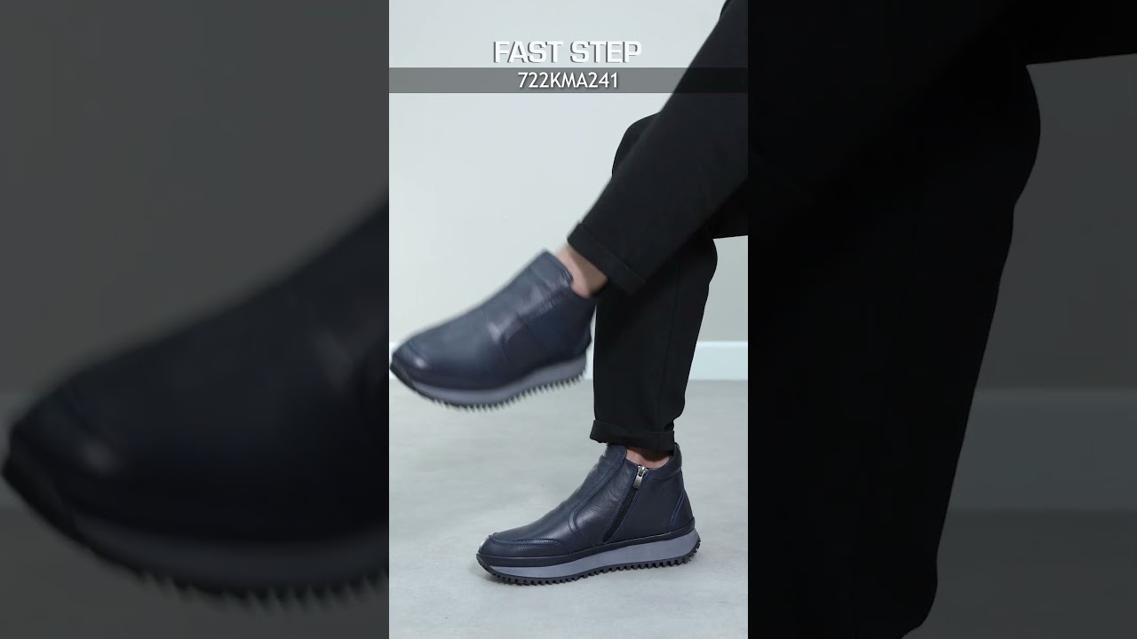 FAST STEP ı 722KMA241 (Hakiki Deri Kürklü Lacivert Erkek Spor Bot)
