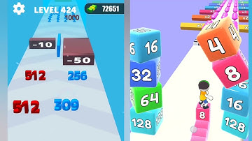 Merge Master Number Run vs Cube Run 2048 ASMR level gameplay