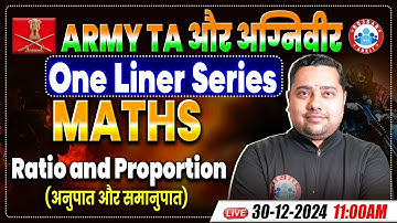Army TA And Agniveer Maths One Liner Series | Ratio & Proportion | Maths Practice Set By Shobhit Sir