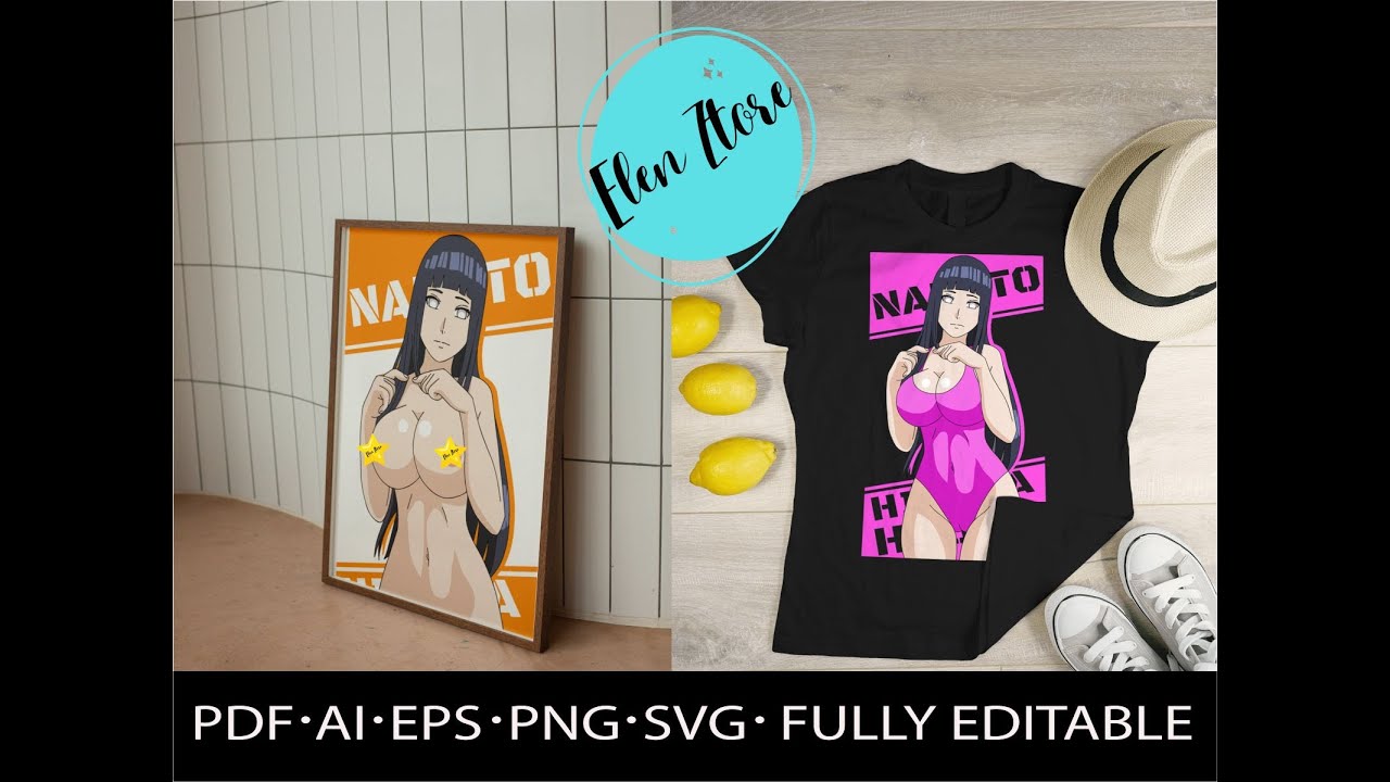 Anime Naruto vector, Hinata NSFW,  editable file, SVG, PDF, AI, SVG, PNG HD