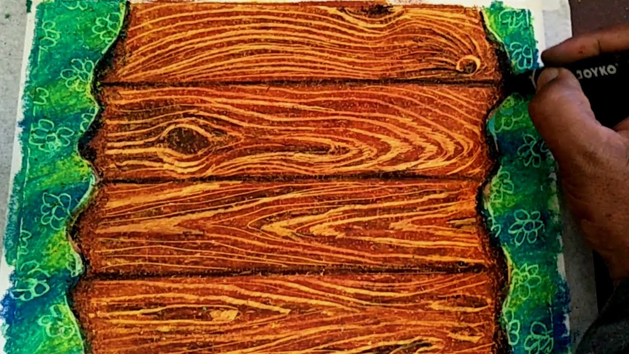 Cara Menggambar Motif Kayu !! Oil Pastel Wood Motif