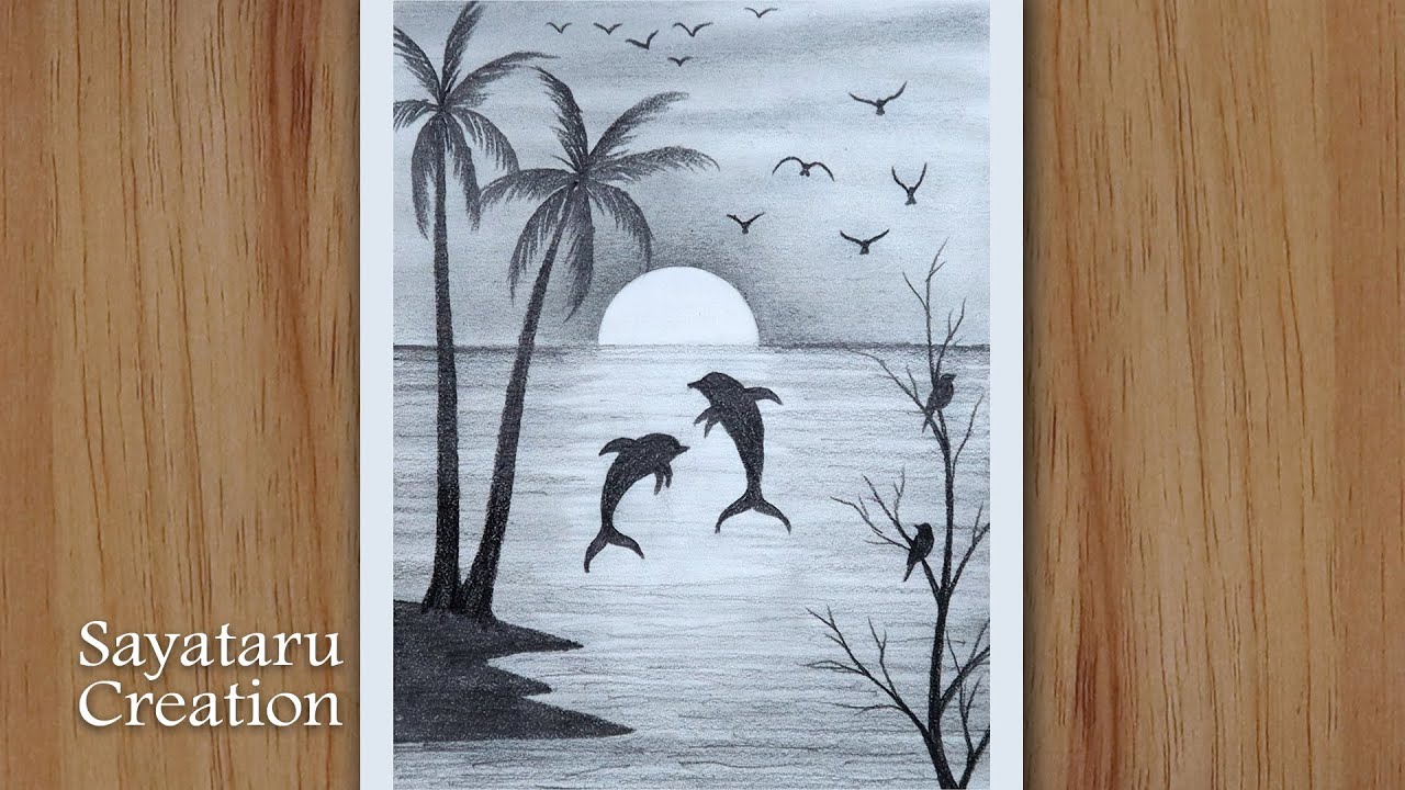 Featured image of post Dolphin Easy Beach Scenery Drawing