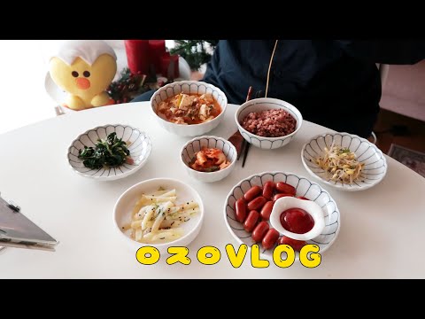 VLOG 보글보글 참치 김치찌개에 반찬 가득🍲나도네집 놀러간 날❤️자취생 브이로그(집밥,<strong>야채곱창볶음</strong>,짜르보나라,로제함박스테이크,소고기,김밥,딸기케이크🍰) (ENG SUB)