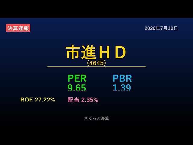 4645】市進HD 2026年7月10日 決算サマリー - YouTube