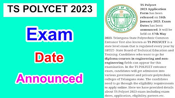 TS POLYCET 2023 Exam Date Announced | TS POLYCET Exam Date Full Details | MDE