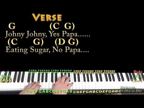 Johny Johny, Yes Papa - Piano Cover Lesson In G With ChordsLyrics - Arpeggios