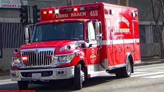 Long Beach Fire Dept. Rescue 4 (reserve) Transporting