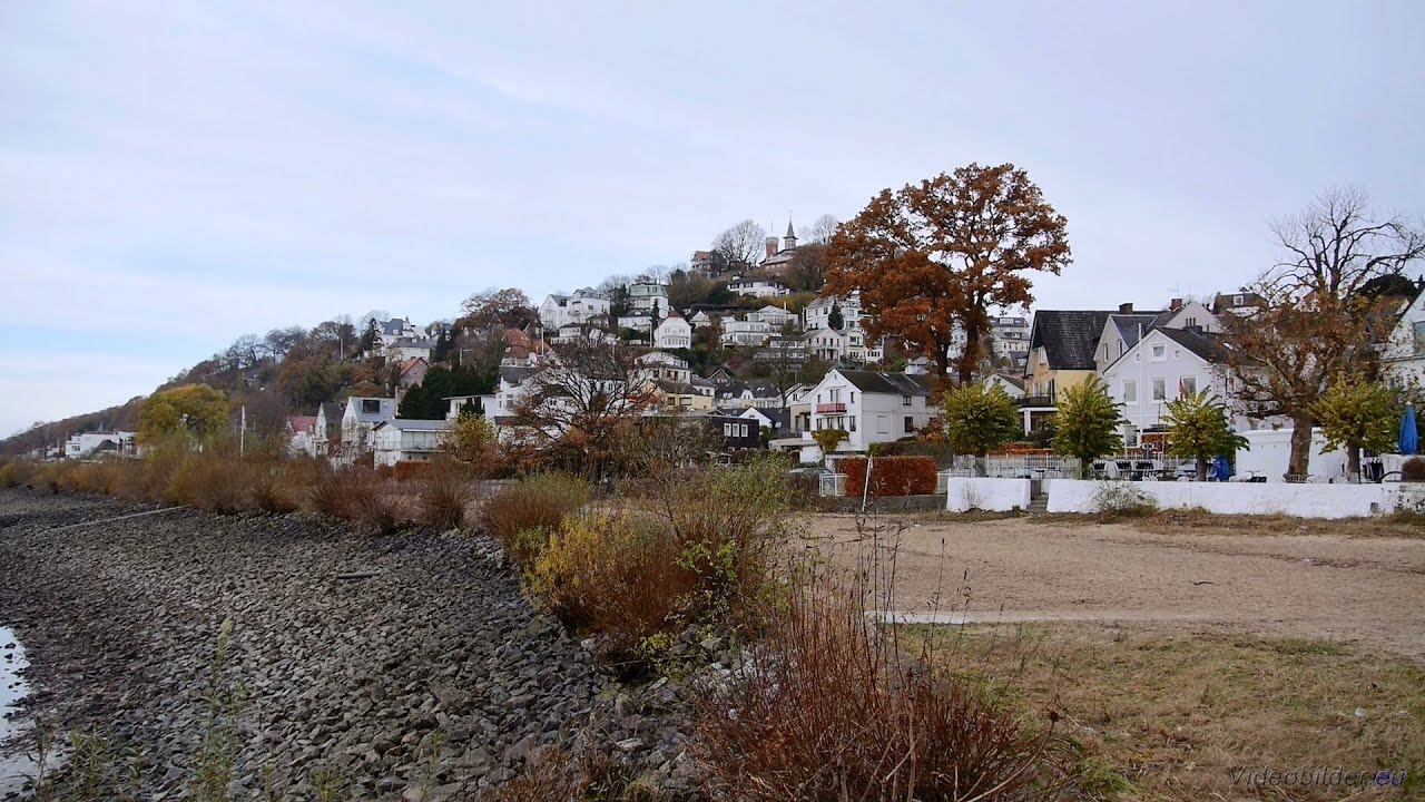 häuserl am roan Hamburg, Blankenese, Elbufer, Blick auf Ufer und Häuser am Elbhang - Full HD (1080p) Videobild