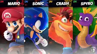 Mario vs Sonic vs Crash vs Spyro [HyperMarsonPlumber Request]: SSBU Mods By BRONXBX/S77/MrMarco1003