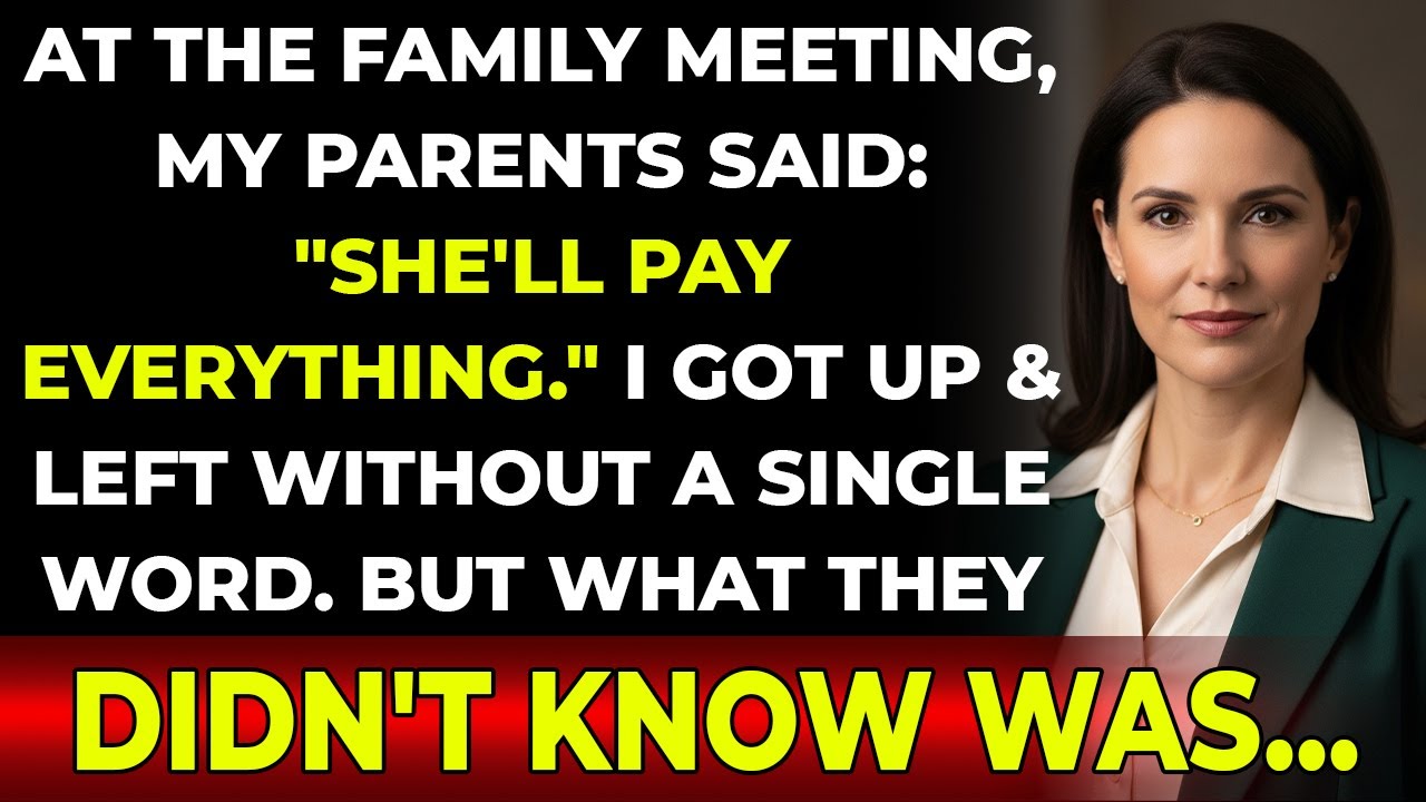 At The Family Meeting, My Parents Said: 'She’ll Pay Everything.' So I Left Without a Word