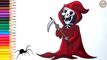 How To Draw The Grim Reaper, Easy Halloween Drawing Step By Step For Kids
