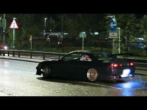 Modified Cars Leaving A Car Meet In The Rain December 2018