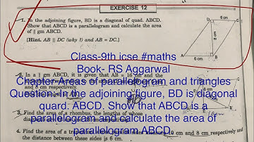 Class-9th icse #maths | Areas of parallelogram and triangles | In the adjoining figure, BD is diagon