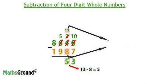 Subtract four digit numbers - Math Ground