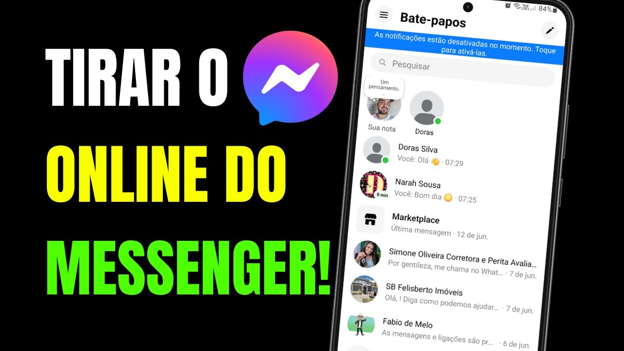 COMO TIRAR O ONLINE DO MESSENGER - YouTube