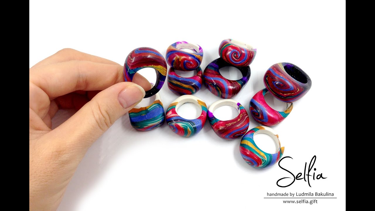 (Part 1 - English) Video tutorial: Bright ring from polymer clay with a hole cut outs !