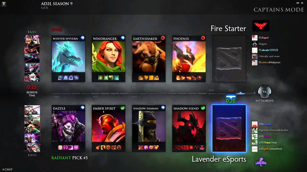 AD2L S9 Playoff: Fire Starter vs Lavender eSports - Game 1