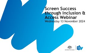 Screen Success through Inclusion & Access Webinar
Hear from leading voices in inclusive and accessible production as they discuss a range of approaches to make inclusive production easier for the Australian screen industry.
Receive practical guidance and build confidence in achieving your inclusion and accessibility goals at this online panel discussion, hosted on Wednesday 13 November 2024.
Featuring:
- Paul Nunnari PSM, CEO of Inclusively Made, introducing their ground-breaking certification framework thats streamlining inclusion practices across film, TV, and advertising production.
- Jo Thatcher, Deputy Head of Production at EndemolShine Australia, producer of Headliners, sharing their firsthand experience achieving certification.
- Access Coordinator Stephanie Dower (Dower Productions) reflecting on how productions can be supported in implementing their Inclusion Plans.
- Tracey Corbin-Matchett OAM, CEO of Bus Stop Films, on how Bus Stop Employment provides vital consultation services and mentee placement opportunities.
The conversation is facilitated by Screen Australias Head of Industry Development, Ken Crouch.
For more information about Screen Australias industry development initiatives and support, contact the team at industrydevelopment@screenaustralia.gov.au. Screen Success through Inclusion & Access Webinar