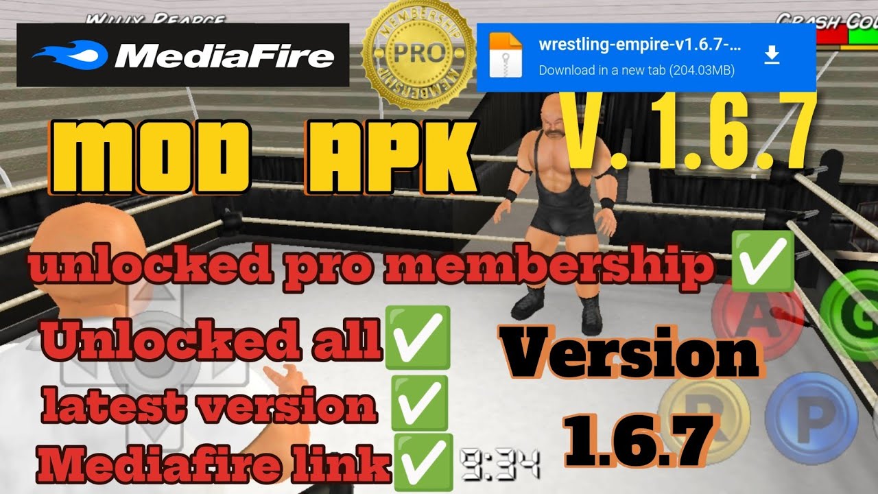 Wresling empire version 1.6.7 Mod apk(pro unlocked)link mediadfire 