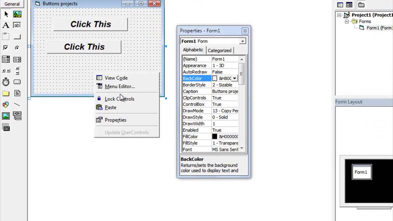 visual basic button tutorial