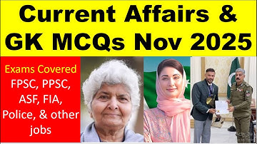 Latest Pakistan & International Current Affairs GK MCQs Nov 2025