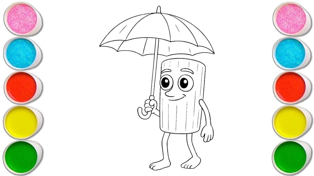 Tung Tung Tung Sahur with Umbrella Drawing, Painting & Coloring For Kids and Toddlers_ Child Art