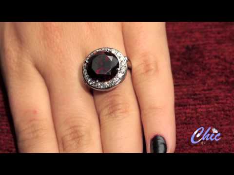 Large  Ruby color round cz in PLATINUM anniversary ring- item # P8021
