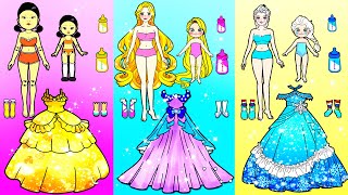 [🐾paper Diy🐾] Pink Rapunzel VS Blue Elsa Mother & Daughter Dress Up | Rapunzel Compilation 놀이 종이