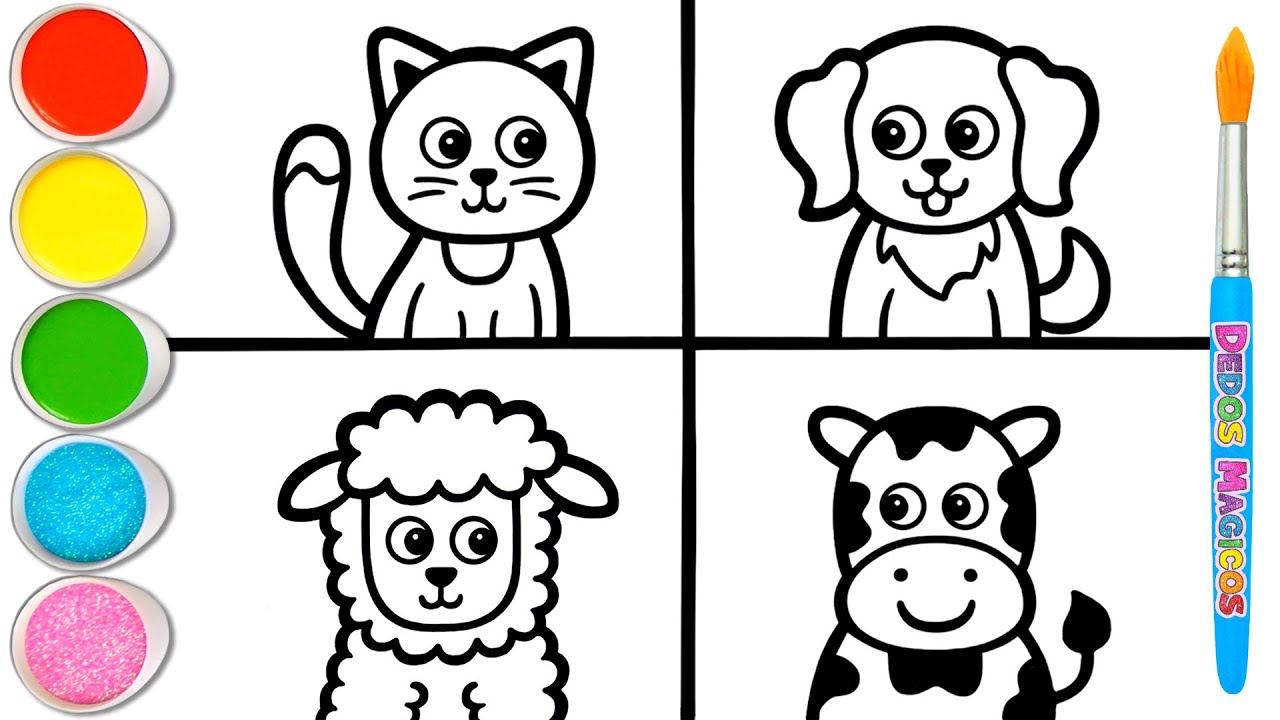 🐈🐕🐑🐓🐄 Dibujemos y Pintemos Animales de Granja para Niños y Niñas | Consejos de Pintura 