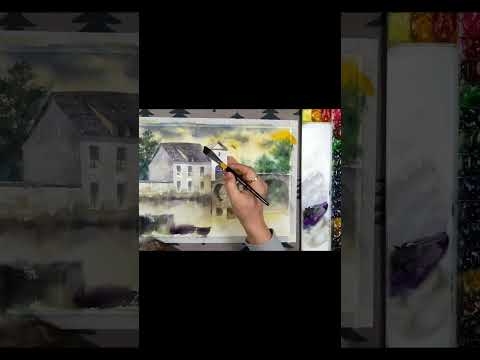 #<strong>shorts</strong> Without <strong>Sketch</strong> Landscape Watercolor - Convent (color mixing, Arches) NAMIL ART