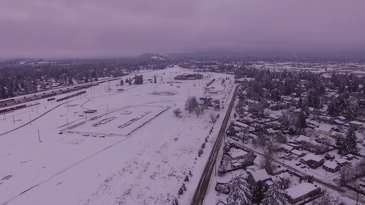 Drone Panoram of Eugene Oregon After Major Snow Event
