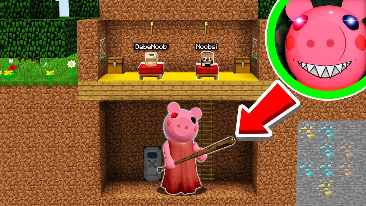 PIGGY.EXE APARECE DEBAJO DE MI CAMA EN MINECRAFT🐷😱 - BEBE NOOBSI Y BEBE NOOB VS PIGGY.EXE