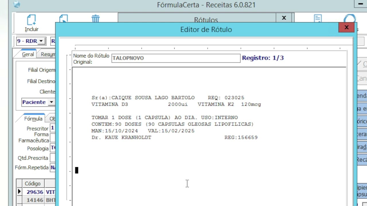 Editar rótulos e etiquetas Formula Certa