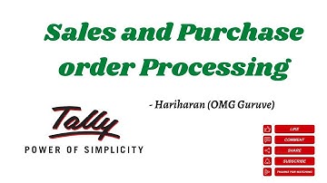 Sales and purchase order processing in Tally ERP 9 (Tamil/தமிழ்)