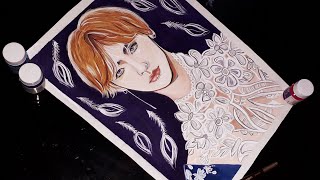 BTS V (Kim Taehyung) easy painting | BTS V Fanart Tutorial | NewLeaves Art