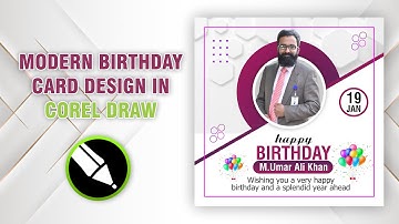 Modern Birthday Card Design in Corel Draw #coreldraw #coreltutorial