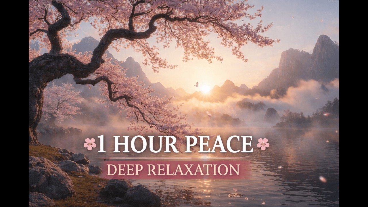 1 Hour Peaceful Sunrise Lake 🌸 Relaxing Nature Sounds & Calm Music for Stress Relief