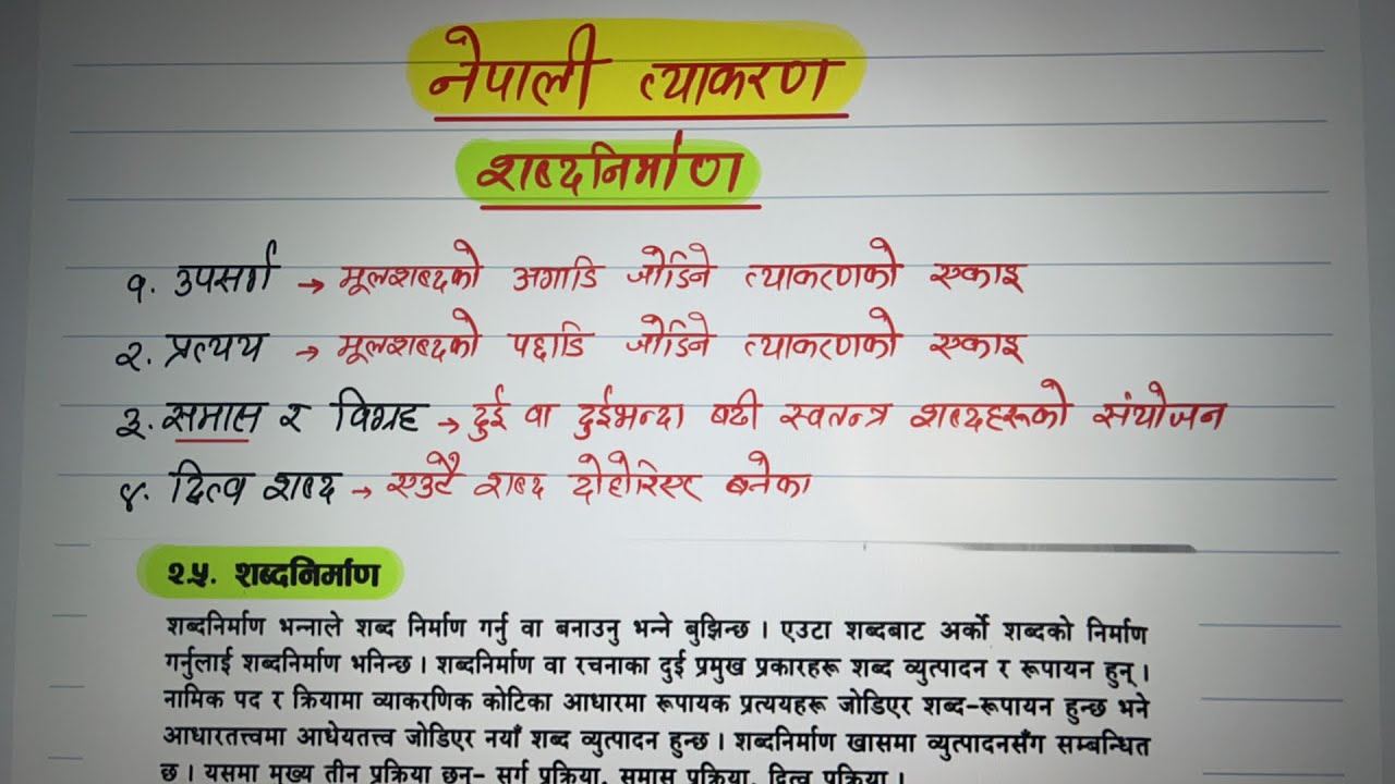 Sabda nirmaan nepali byakaran class 12 exam youtube