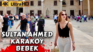 ISTANBUL TURKEY KARAKOY SULTAN AHMED BEBEK CITY CENTER MARKET SHOPPING  4K WALKING TOUR 2024