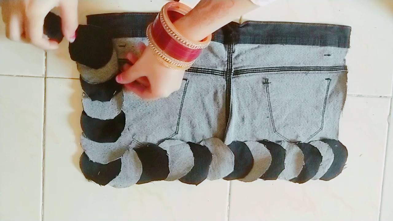 DIY OLD Jeans into Door Mat!! YouTube