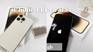 Unboxing 📦 iPhone 14 Pro Max (Gold) 256 gb | aesthetic, cute accessories, camera test and asmr