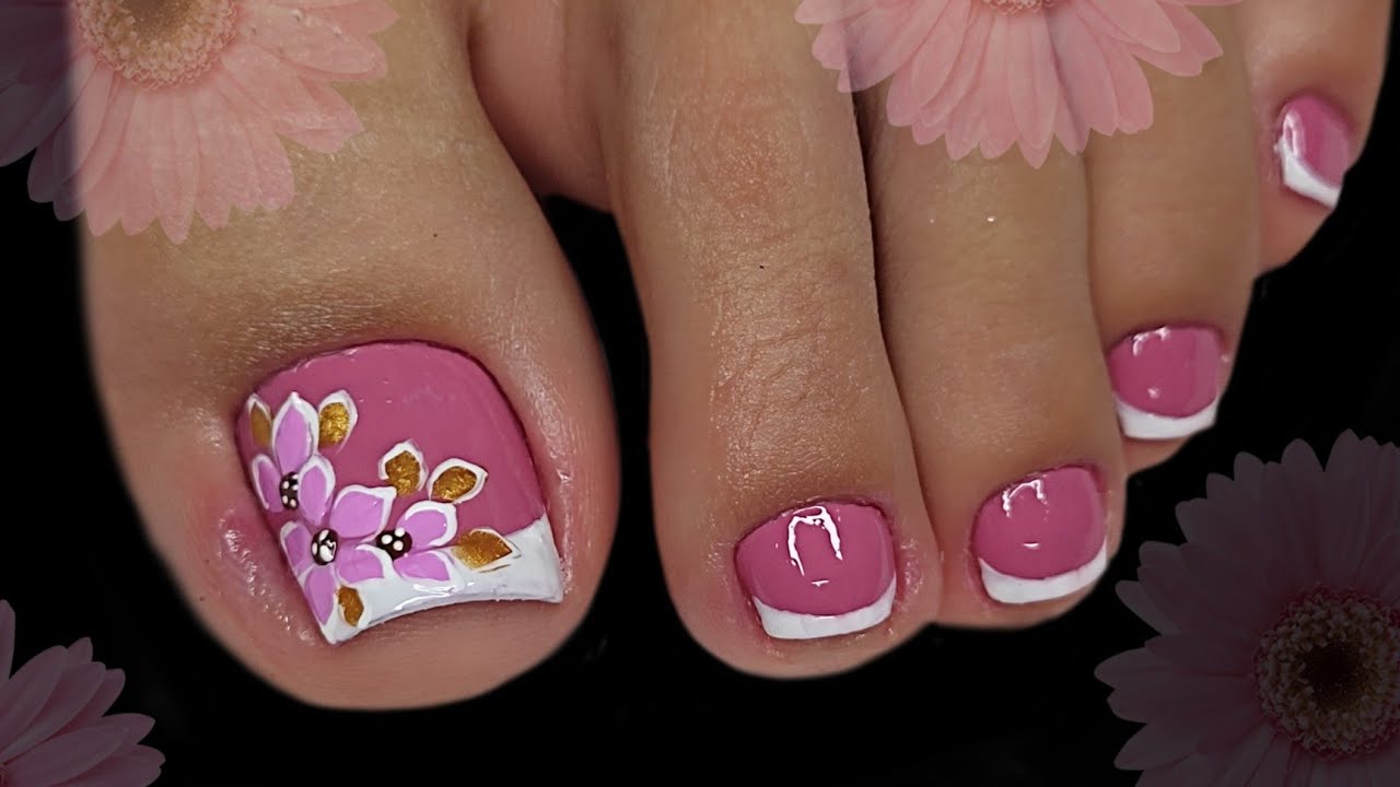 UÑAS BONITAS CON FLORES PARA PIES 🦶 🌺😍| UÑAS DE PIES DECORADAS