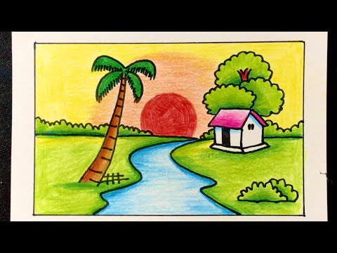 Vẽ Tranh Đề Tài Phong Cảnh Bình Minh ĐƠN GIẢN MÀ ĐẸP | how to draw sunrise scenery