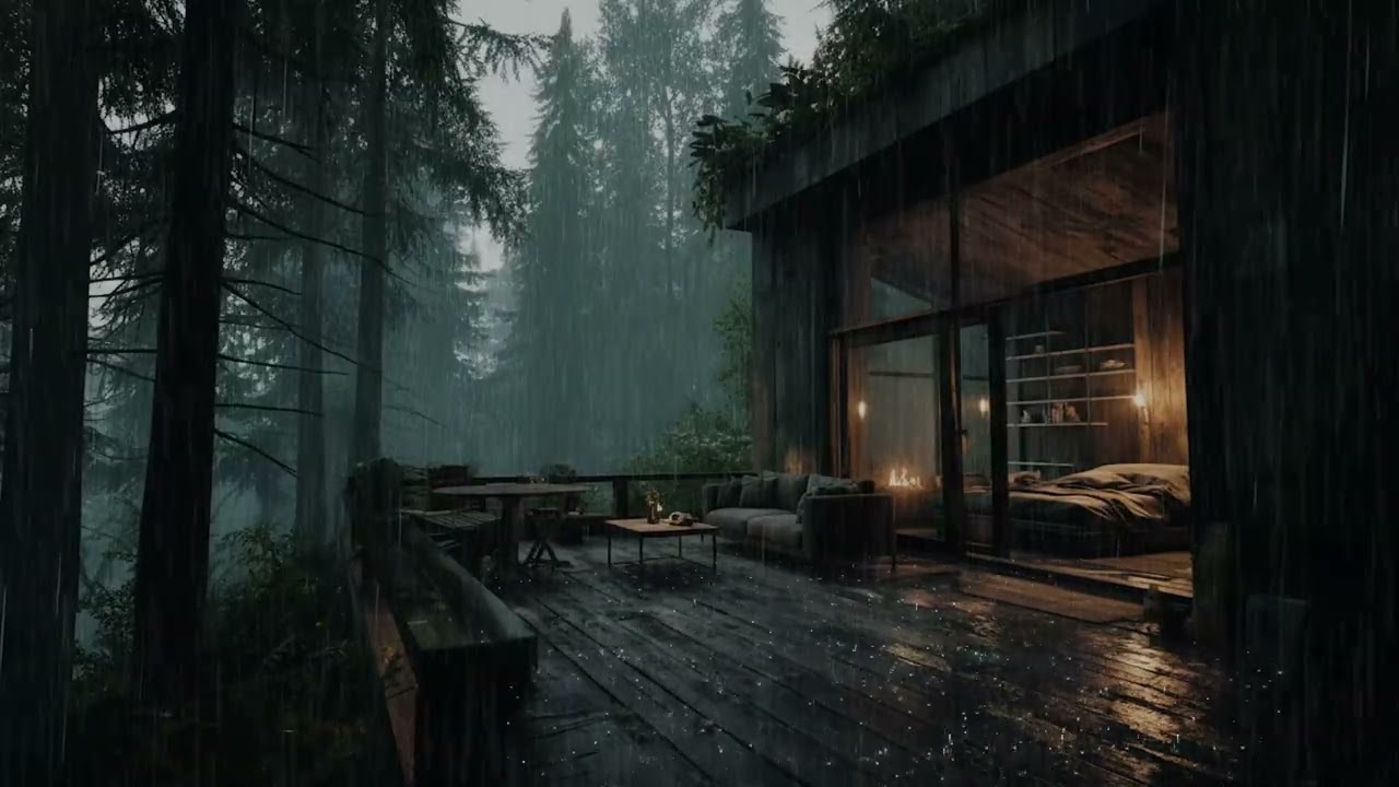 Rainy Forest Room Night Ambience | Deep Relaxation & Sleep [No Music]