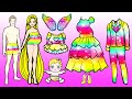 कागज की गुड़िया ड्रेस अप | Pregnant Angel Rapunzel Rainbow Dress Up | Woa Dolls Hindi