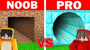 NOOB vs PRO  SAFEST SECURITY TUNNEL BUILD CHALLENGE in Minecraft!!